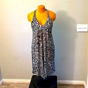 Anthropologie Velvet Halter Dress With Empire Waist Raw Hem